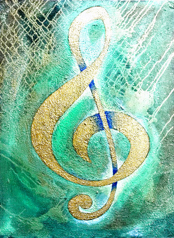 I Saw the Treble Clef in Gold 2020 40x30 Original Painting - Charles Sherman