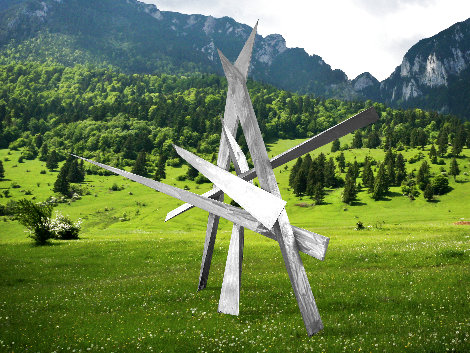 Nature's Light Stainless Steel Sculpture 2024 168 in - Huge Monumental Size Sculpture - Charles Sherman
