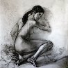Nude And Fabric Drawing 38x38 Drawing by Alexander Sheversky - 0