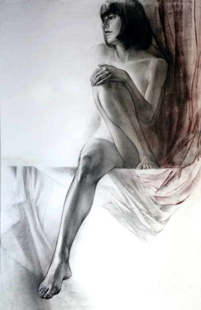 Nude And Silks Drawing 44x29 - Huge Drawing by Alexander Sheversky