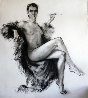 Nude in Fur Coat Drawing 44x39 - Huge Drawing by Alexander Sheversky - 0