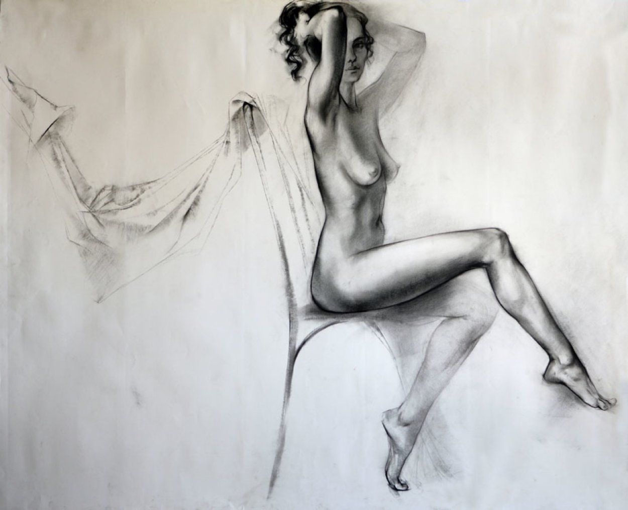 Seated Nude Legs Crossed Drawing 33x38 Drawing by Alexander Sheversky Seated Nude Legs Crossed Drawing 33x38 Drawing by Alexander Sheversky