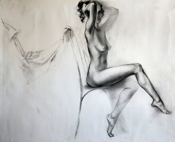 Seated Nude Legs Crossed Drawing 33x38 Drawing - Alexander Sheversky Seated Nude Legs Crossed Drawing 33x38 Drawing - Alexander Sheversky