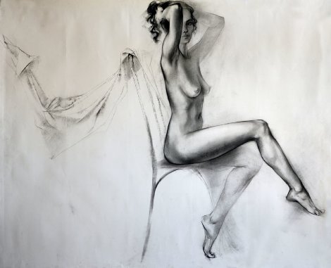 Seated Nude Legs Crossed Drawing 33x38 Drawing - Alexander Sheversky