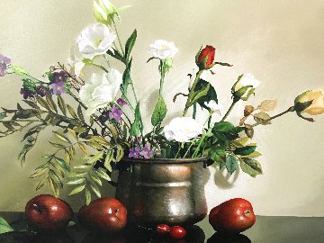 Untitled Still Life 2003 37x31 Original Painting - Alexander Sheversky