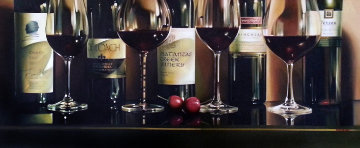 Opus One Still Life 2003 55x28 Original Painting - Alexander Sheversky