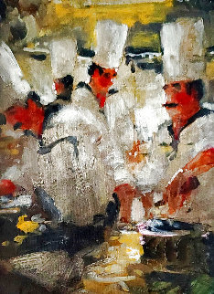 Brothers in Pasta 2016 21x18 Original Painting - Stephen Shortridge