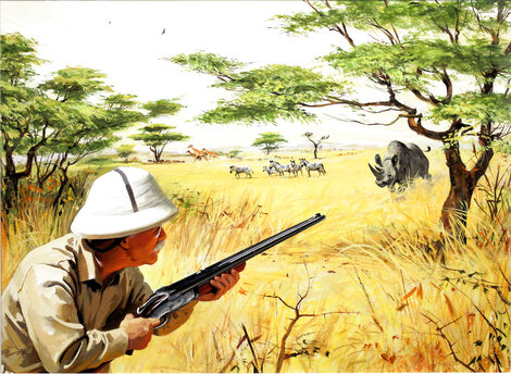 President Teddy Roosevelt Hunting 1950 30x35 Original Painting - Charles Showalter