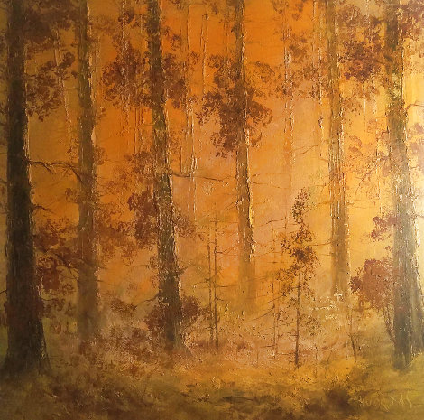 Birch Trees 38x38 Original Painting - Salomon Huerta