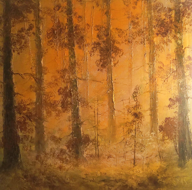 Birch Trees 38x38 Original Painting by Salomon Huerta