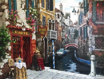 Quiet Table in Venice 2016 Embellished Limited Edition Print - Viktor Shvaiko