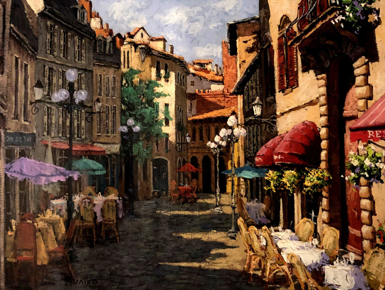 Sunny Village Impressionist Cityscape by Viktor Shvaiko