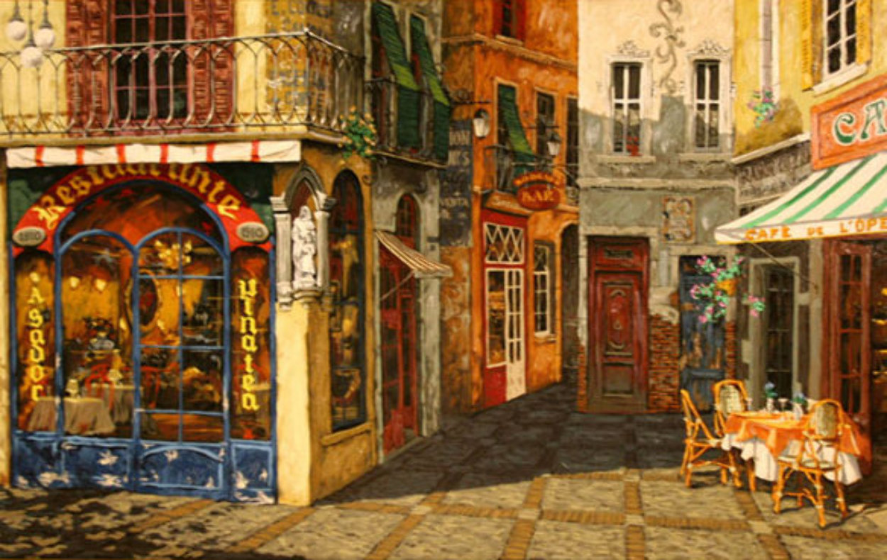 Viktor Shvaiko print, european landscape , serigraph, plaza del correo