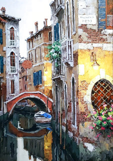 Morning in Venice 2012 27x19 Original Painting - Viktor Shvaiko