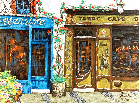 Cafe Tabac Embellished Limited Edition Print - Viktor Shvaiko