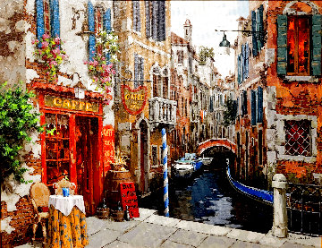 Quiet Table in Venice 2016 Embellished Limited Edition Print - Viktor Shvaiko
