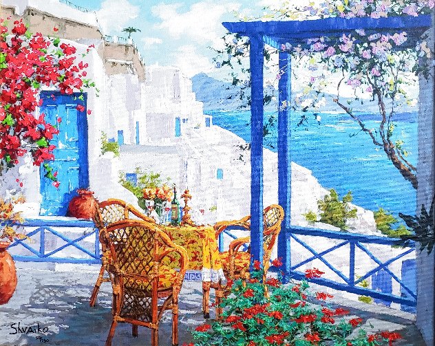Three for Santorini 2008 Embellished - Greece Limited Edition Print by Viktor Shvaiko