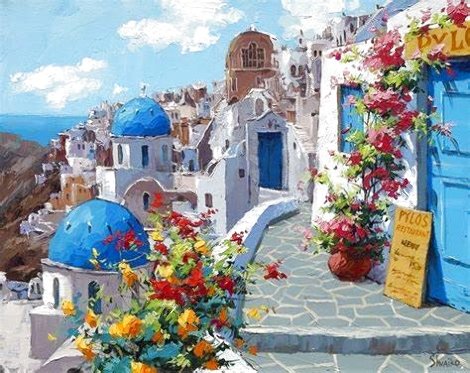 Spring in Santorini 2015 Embellished - Greece Limited Edition Print - Viktor Shvaiko