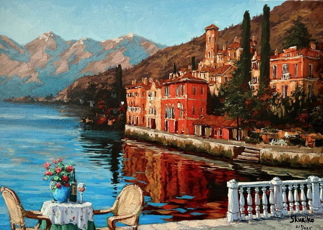 Lake Como Blue 2015 Embellished - Italy Limited Edition Print by Viktor Shvaiko