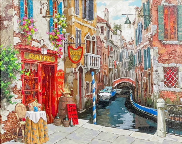 Quiet Table in Venice 2016 Embellished - Italy Limited Edition Print by Viktor Shvaiko