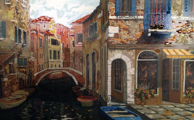 Autumn in Venice 1998 Embellished 32x46 Huge Limited Edition Print by Viktor Shvaiko