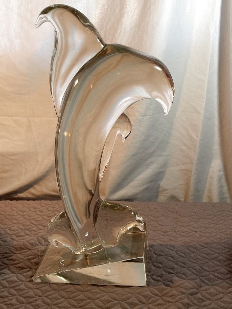 Dolphin Unique Glass Sculpture 1960 22 in Sculpture by Pino Signoretto