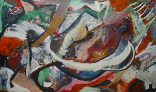 Untitled Abstract Painting 2011 47x78 Huge Mural Size Original Painting by Theos Sijrier