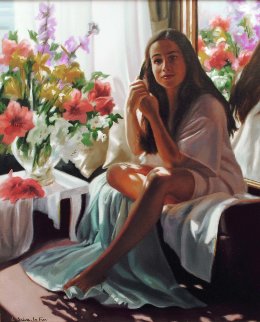 Reflexion 2001 34x30 Original Painting - Liliane Silva Le Fur Reflexion 2001 34x30 Original Painting - Liliane Silva Le Fur