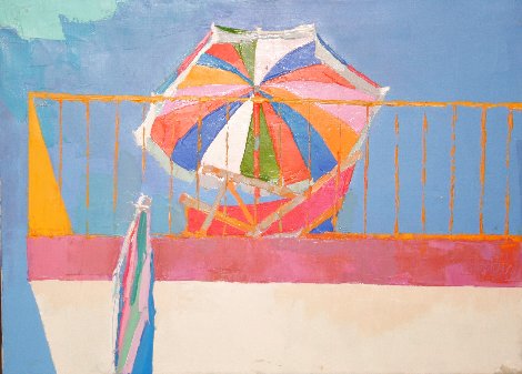 Terrace in Capri 1964 22x30 Original Painting - Nicola Simbari