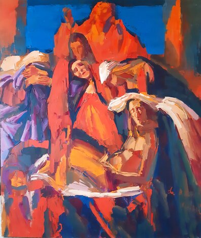 Da Botticelli 43x51 Acrylic on Canvas - Huge - Italy Original Painting - Nicola Simbari