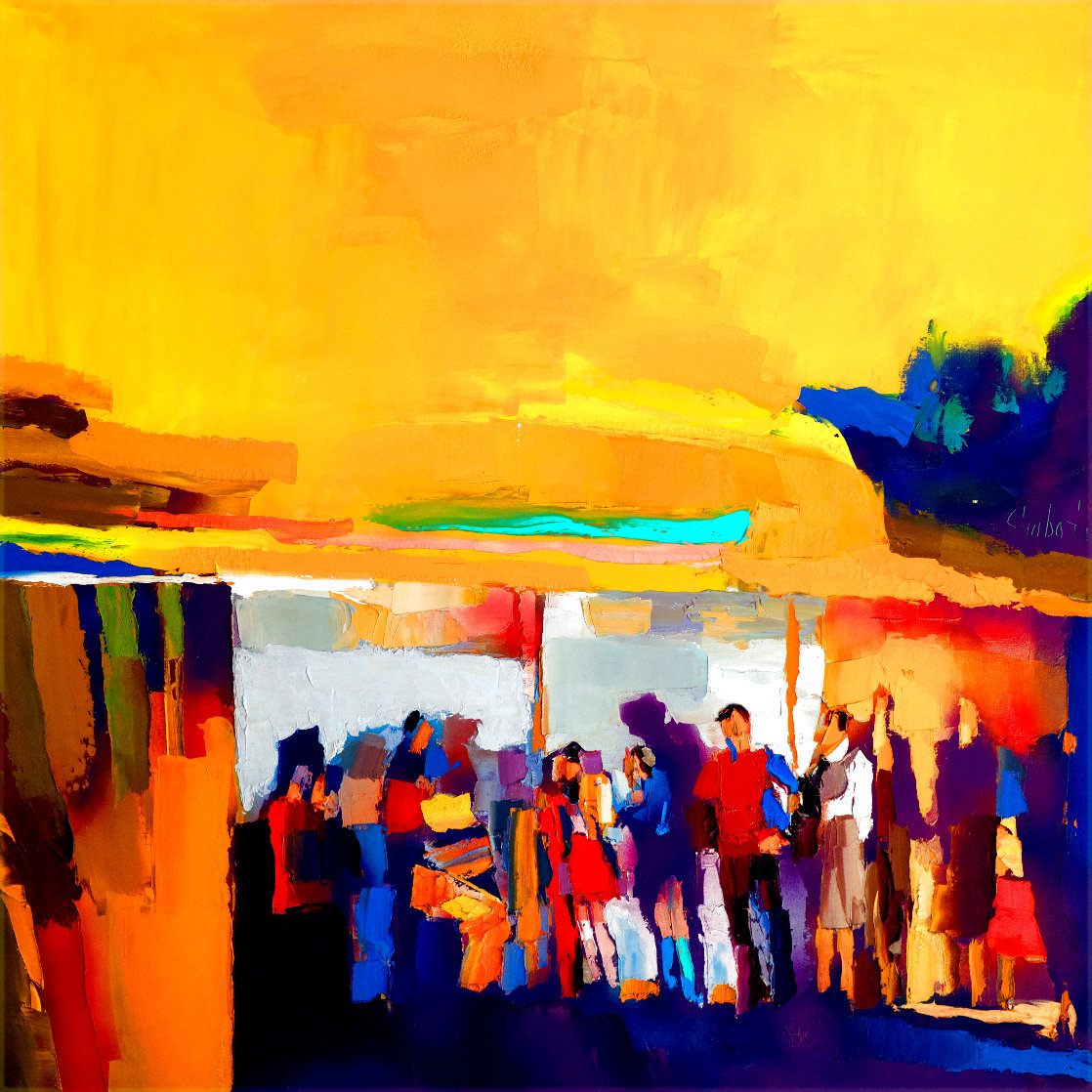 Yellow People 57x57 - Huge Original Painting by Nicola Simbari