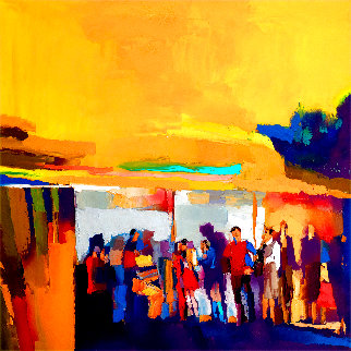 Yellow People 57x57 - Huge Original Painting - Nicola Simbari