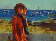 Terracina - Fare La Passegiata, Italy 1970 31x39 Huge Original Painting by Nicola Simbari - 0 Terracina - Fare La Passegiata, Italy 1970 31x39 Huge Original Painting by Nicola Simbari - 0