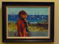 Terracina - Fare La Passegiata, Italy 1970 31x39 Huge Original Painting by Nicola Simbari - 2 Terracina - Fare La Passegiata, Italy 1970 31x39 Huge Original Painting by Nicola Simbari - 2