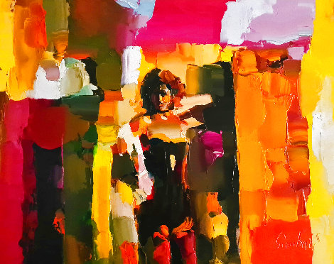 Danseuse Du Crazy 1972 32x39 - Huge Original Painting - Nicola Simbari