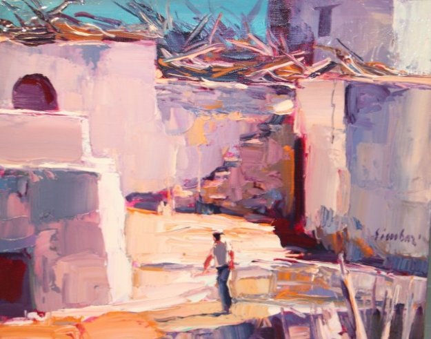 Scalinata a Panarea 1963 15x19 Original Painting by Nicola Simbari Scalinata a Panarea 1963 15x19 Original Painting by Nicola Simbari