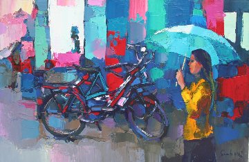Autumn in Paris 1981 35x23 Original Painting - Nicola Simbari Autumn in Paris 1981 35x23 Original Painting - Nicola Simbari