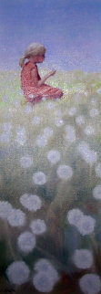Dandelions 1996 22x8 Original Painting - Hal Singer Dandelions 1996 22x8 Original Painting - Hal Singer