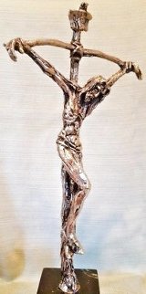 Bowed Cross Silver Plated Bronze Sculpture Unique 14 in Sculpture - Gib Singleton Bowed Cross Silver Plated Bronze Sculpture Unique 14 in Sculpture - Gib Singleton