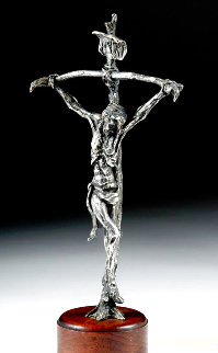 Bowed Cross Silver Plated Bronze Sculpture Unique 14 in Sculpture - Gib Singleton Bowed Cross Silver Plated Bronze Sculpture Unique 14 in Sculpture - Gib Singleton
