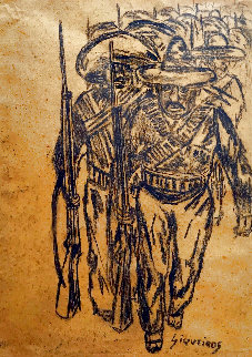 Marching Mexican Revolutionary Soldiers 1920 Drawing - David Alfaro Siqueiros