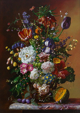 Bouquet of Flowers 2016 33x25 Original Painting - Gyula Siska