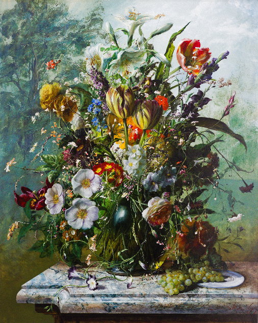 Bouquet of Flowers(Original ) 2016 47x39 (Country of origin ) one (1) painting. Original Painting by Gyula Siska