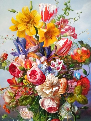 Spring Flowers 2022 35x28 Original Painting - Gyula Siska