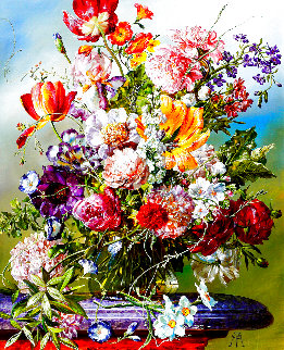 Lush Bouquet 2001 27x23 Original Painting - Gyula Siska