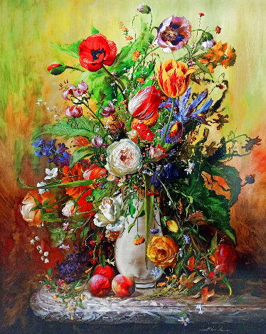 Flowers 33x41 - Huge Original Painting - Gyula Siska