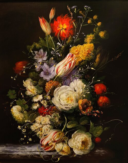 Flowers Framed Oil on Wood 32x39 by Gyula Siska - For Sale on Art
