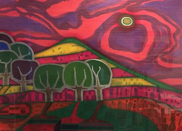Red Tree Shadows 1979 30x40 Original Painting - Skynear Red Tree Shadows 1979 30x40 Original Painting - Skynear