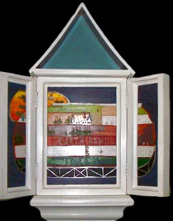 Earth Band Trees - Altar Box - Hand Carved Wood Sculpture 29x22 Original Painting - Skynear Earth Band Trees - Altar Box - Hand Carved Wood Sculpture 29x22 Original Painting - Skynear