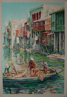 Mykanos Greece 1990 60x48 Super Huge Original Painting - Jaro Slavko Mykanos Greece 1990 60x48 Super Huge Original Painting - Jaro Slavko